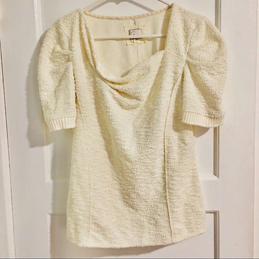 Anthropologie Postmark L Asymmetric Puff Sleeves